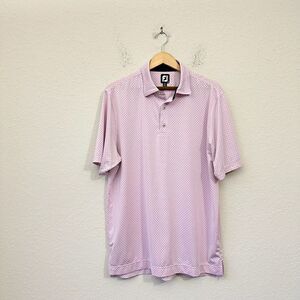 FJ FOOTJOY Polka Dots Golf Polo Shirt Pink Preppy Athleisure Stretch